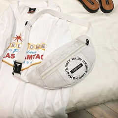 Women Waist Bag Letter Nylon Waterproof Belt Case Bag Harajuku