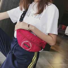 Women Waist Bag Letter Nylon Waterproof Belt Case Bag Harajuku