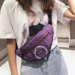 Women Waist Bag Letter Nylon Waterproof Belt Case Bag Harajuku