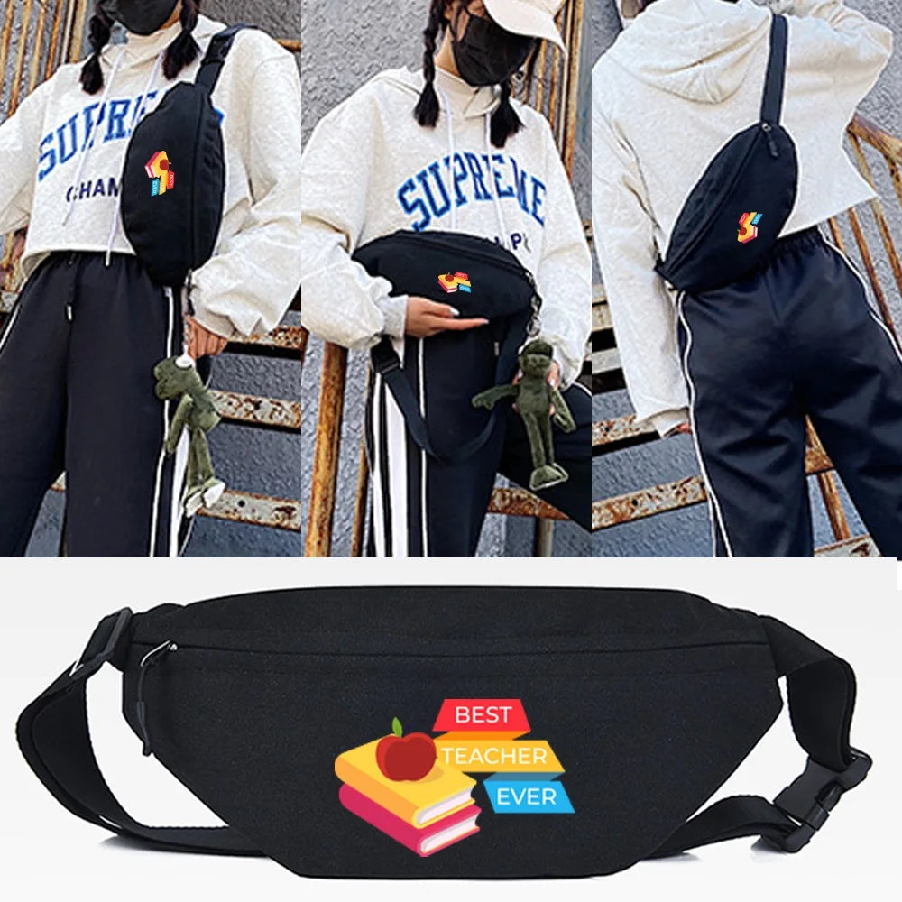 Multicolored Stripes Printing Waist Bag Crossbody Pack