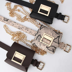 Leopard Chain Waist Bag Punk Style Messenger Bag