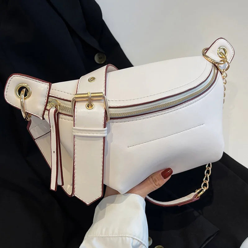 Leather Waist Bag for Women with Phone Pockets