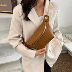 Leather Waist Bag for Women with Phone Pockets