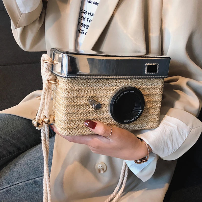 Women Waist Bag Straw Chain Packs Shoulder Bag