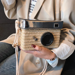 Women Waist Bag Straw Chain Packs Shoulder Bag