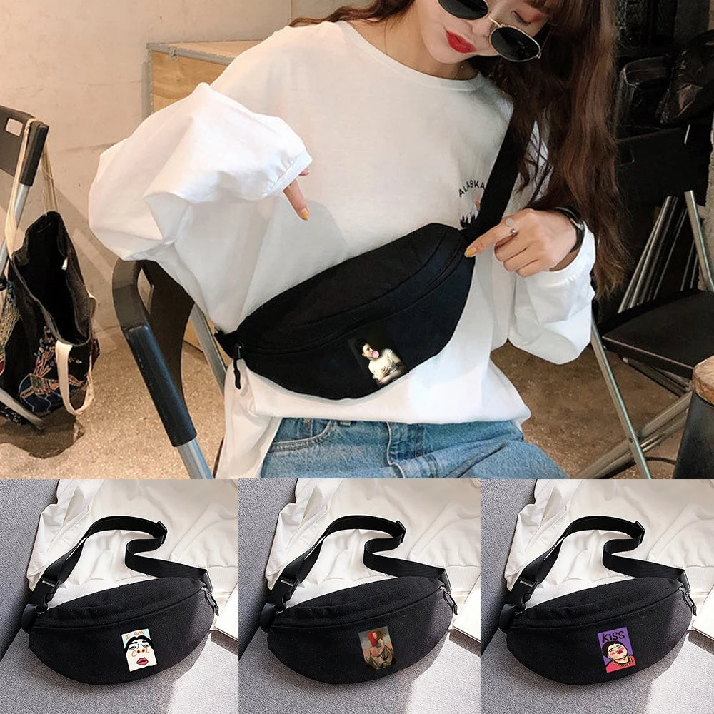Funny Printing Waist Bag Shoulder Chest Bags for Men Women