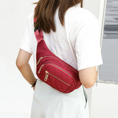 Women Waist Bag Waterproof Plaid Belt Bag Outdoor Crossbody Chest Bag