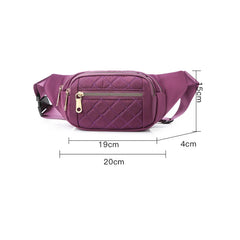 Women Waist Bag Waterproof Plaid Belt Bag Outdoor Crossbody Chest Bag