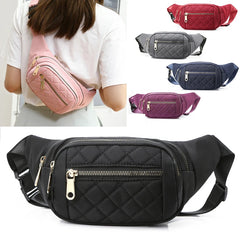 Women Waist Bag Waterproof Plaid Belt Bag Outdoor Crossbody Chest Bag