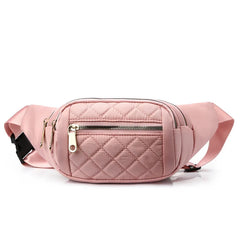 Women Waist Bag Waterproof Plaid Belt Bag Outdoor Crossbody Chest Bag