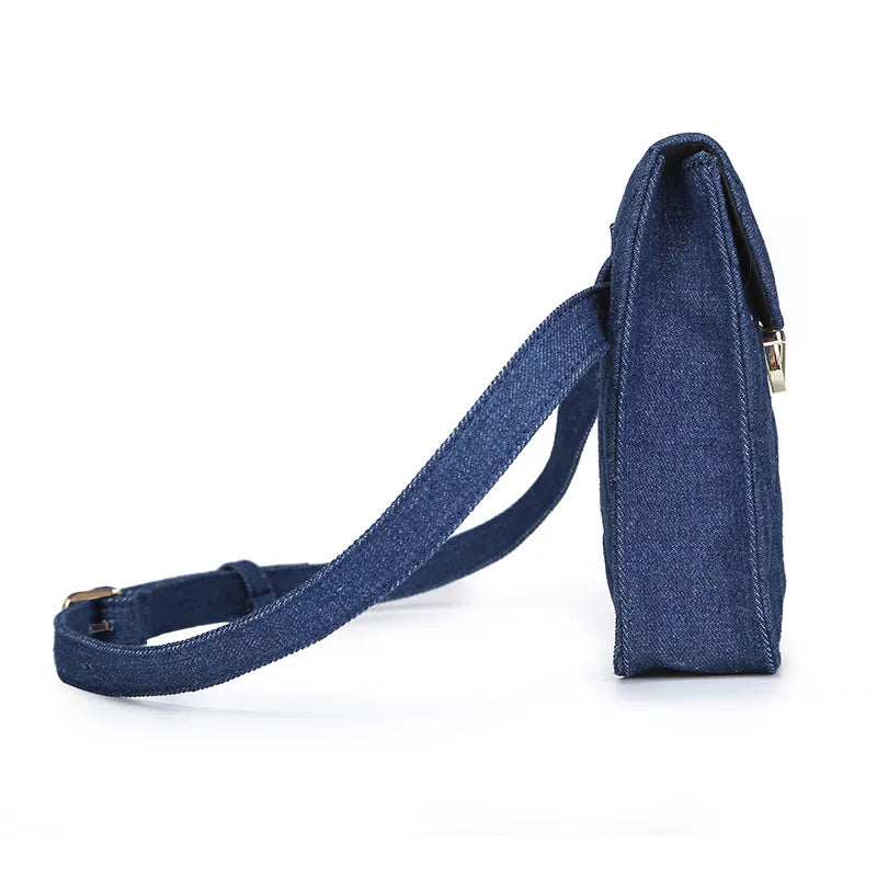 Women Waist Bag Denim Plaid Fanny Pack Belt Retro Cell Phone Purse