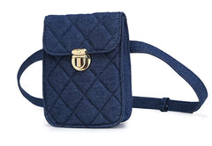 Women Waist Bag Denim Plaid Fanny Pack Belt Retro Cell Phone Purse