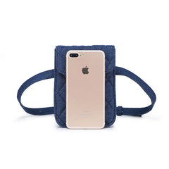 Women Waist Bag Denim Plaid Fanny Pack Belt Retro Cell Phone Purse
