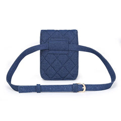 Women Waist Bag Denim Plaid Fanny Pack Belt Retro Cell Phone Purse