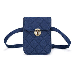 Women Waist Bag Denim Plaid Fanny Pack Belt Retro Cell Phone Purse