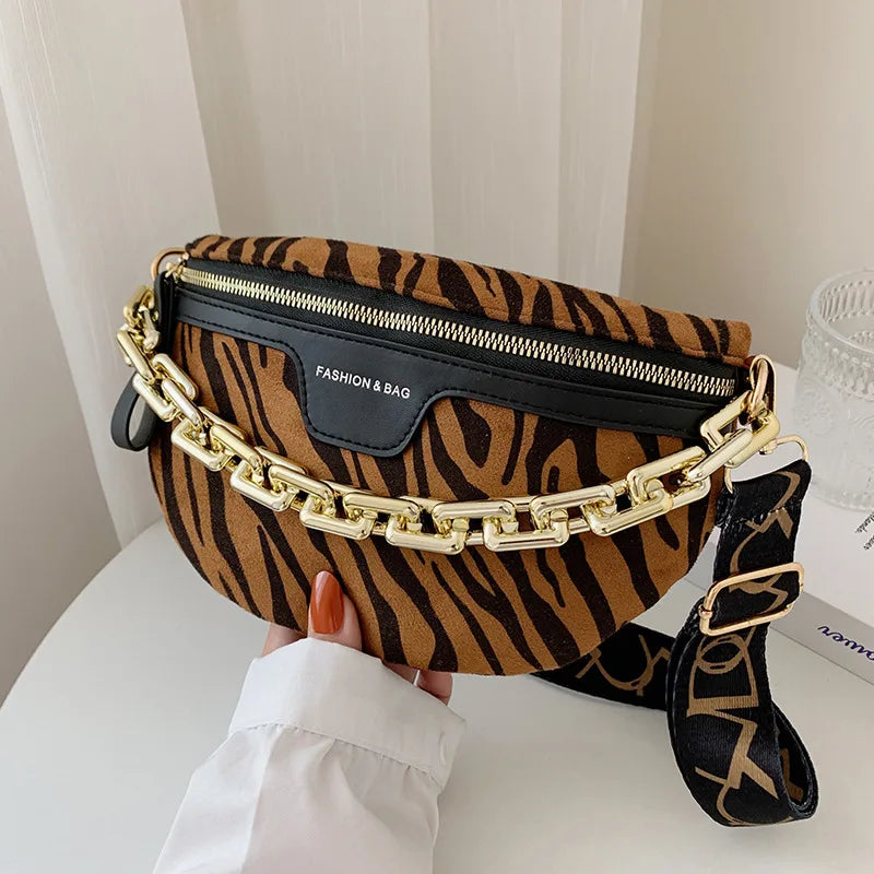 Leopard Pattern Waist Bag Outdoor Women Crossbody Fanny Pack