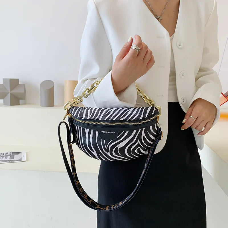 Leopard Pattern Waist Bag Outdoor Women Crossbody Fanny Pack