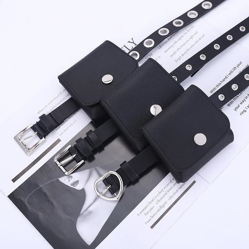 Women Waist Belt Bag Leather Ladies Waist Pack Dress Skirt Decoration