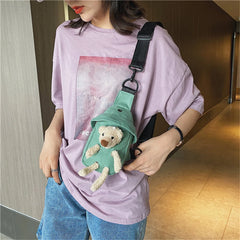 Women Canvas Waist Fanny Pack Crossbody Belt Bag Wild Style Zipper