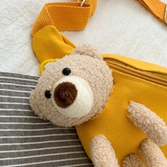 Canvas Waist Bag Chest Crossbody Wild Style Zipper Crossbody Teddy Bear
