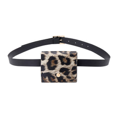 Women Leather Fanny Pack Animal Pattern Mini Belt Bag Crossbody Bag