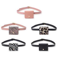 Women Leather Fanny Pack Animal Pattern Mini Belt Bag Crossbody Bag