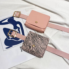 Women Leather Fanny Pack Animal Pattern Mini Belt Bag Crossbody Bag