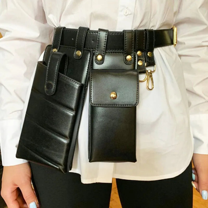 Leather Waist Pack Crossbody Bag Women Casual Chest Purse