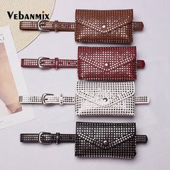 Women Waist Pack Fanny Pack Women Belt Bag Leather Rivet Wa...