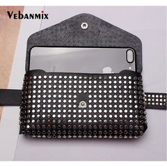 Women Waist Pack Fanny Pack Women Belt Bag Leather Rivet Wa...
