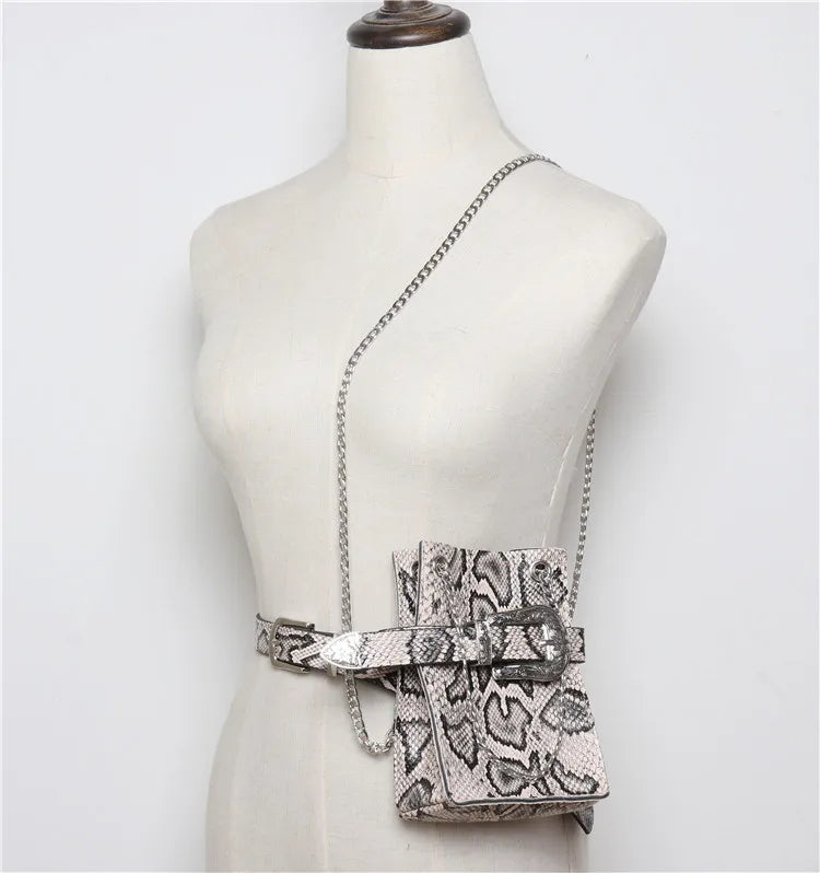 Serpentine Fanny Pack for Women Chain Messenger Bag Belt Bag Plus Size
