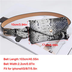 Women Waist Pack Pu Leather Serpentine Fanny Pack Snake Skin Waist Belt