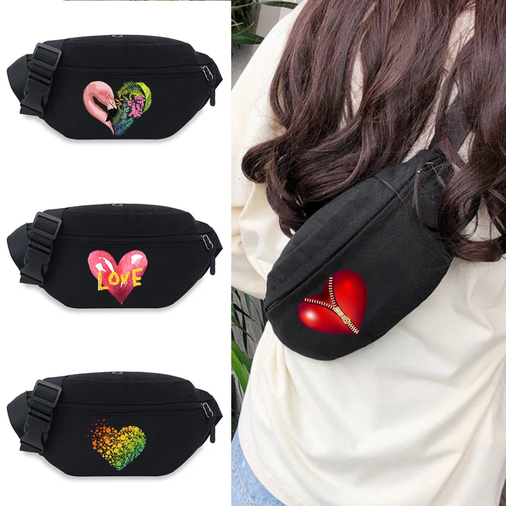 Love Print Waist Pack Letter Belt Bag Crossbody Chest Pouch Unisex Fanny Pack