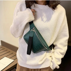 Women Waist Packs Crochet Fanny Pack PU Leather Belt Bag Small Messenger Bags