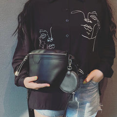 Women Leather Waist Packs and Shoulder Bag Set