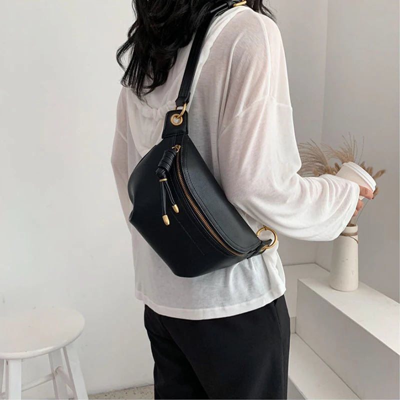 Leather Fanny Waist Pack Letter Belt Bag