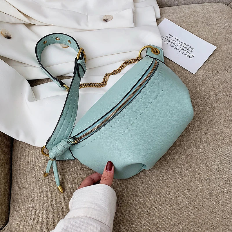 Women Leather Waist Pack Fanny Belt Bag Shoulder Messenger Crossbody Pouch