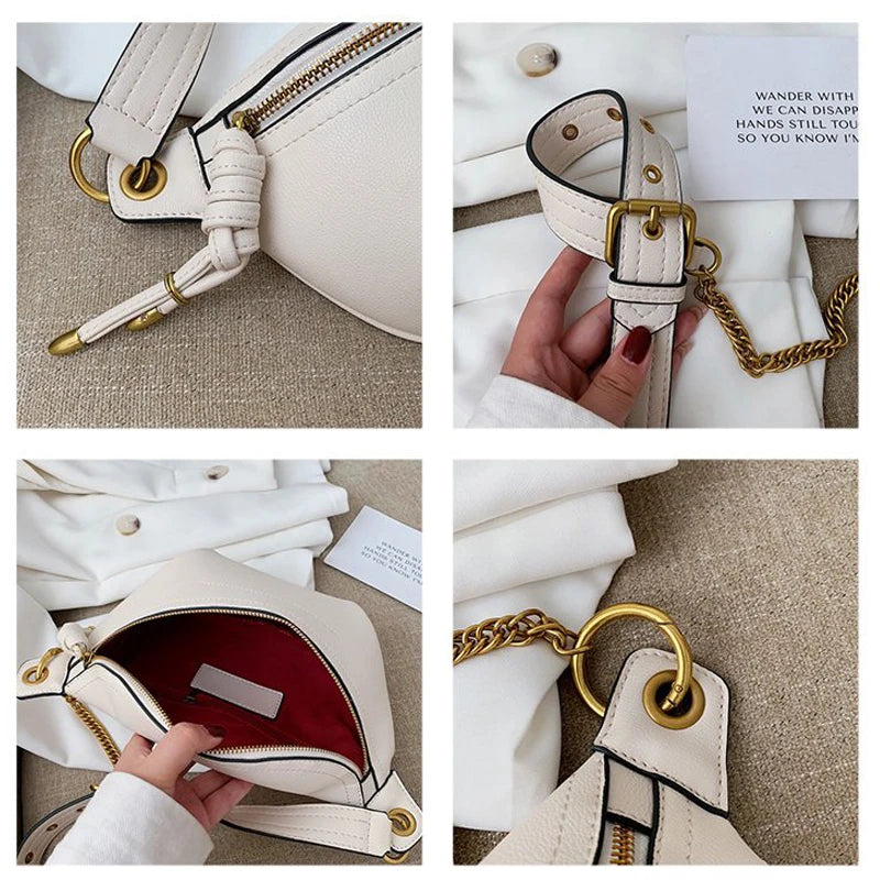 Leather Fanny Waist Pack Letter Belt Bag
