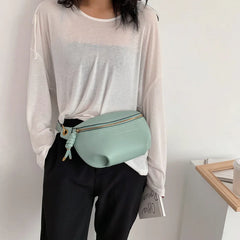 Leather Fanny Waist Pack Letter Belt Bag