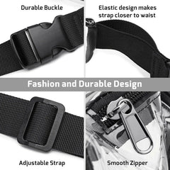 Women Waist Packs PVC Belt Bag Hip Clear Transparent Chest Pouch Zip Up