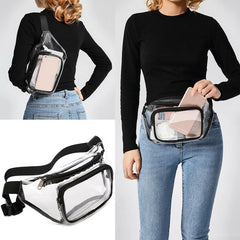Women Waist Packs PVC Belt Bag Hip Clear Transparent Chest Pouch Zip Up
