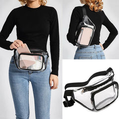 Women Waist Packs PVC Belt Bag Hip Clear Transparent Chest Pouch Zip Up