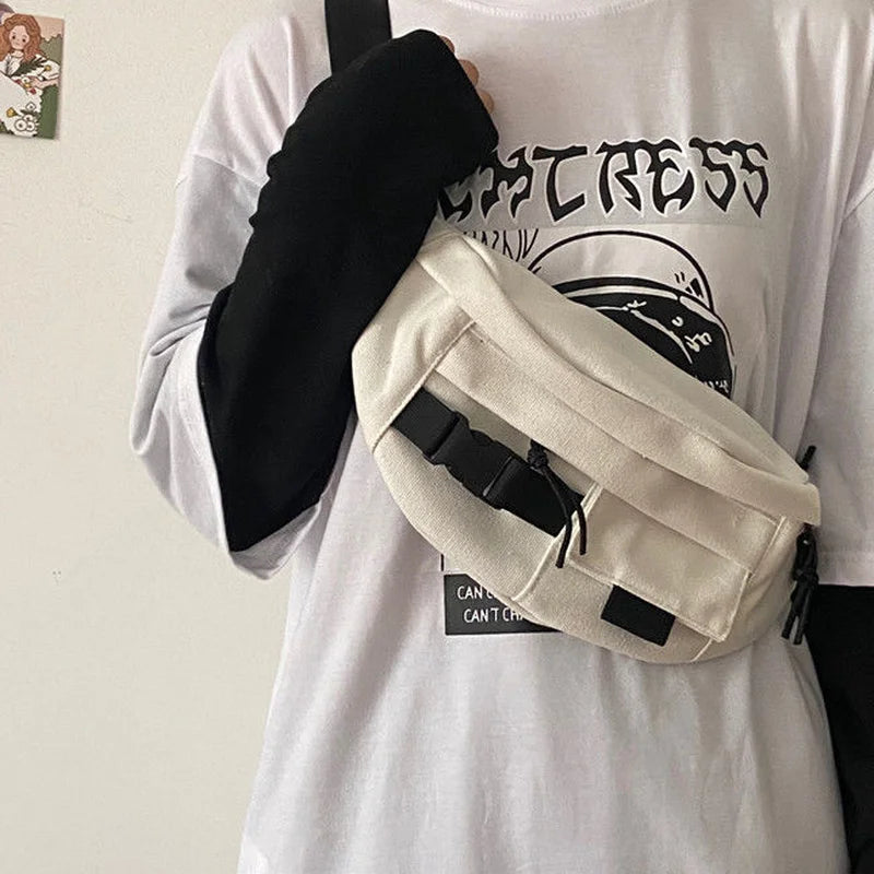 Canvas Waist Pack Unisex Travel Fanny Pack Streetwear Style