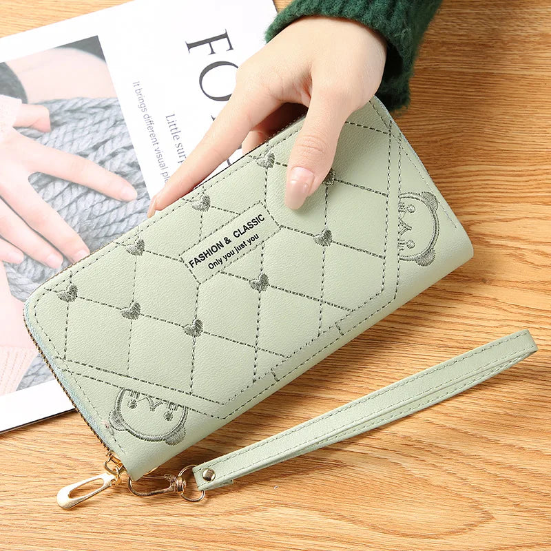 Cartoon Lady Wallet Zipper Purse Large Capacity Phone Bag