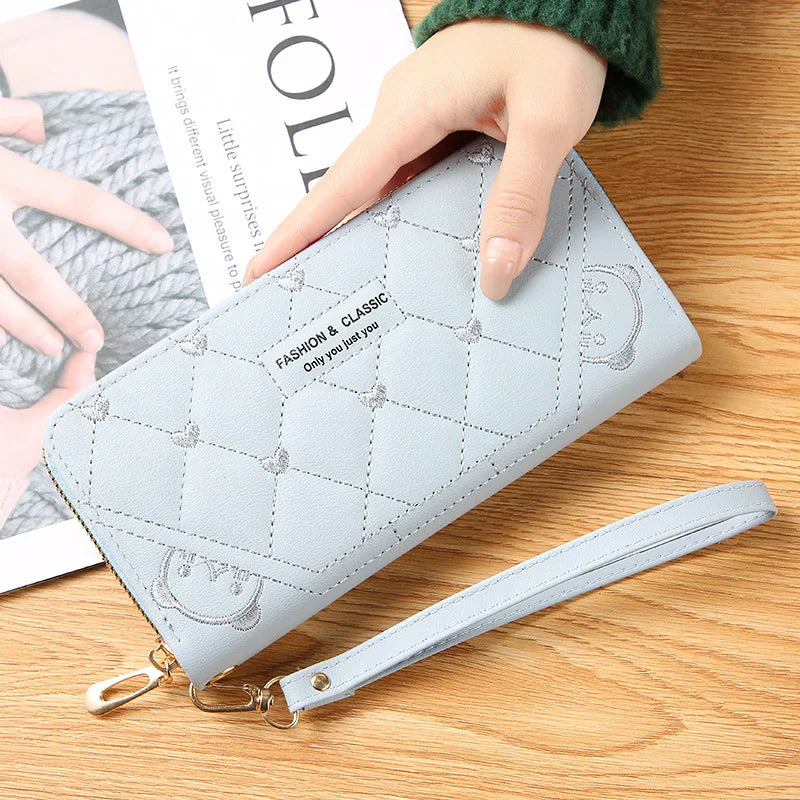 Cartoon Lady Wallet Zipper Purse Large Capacity Phone Bag