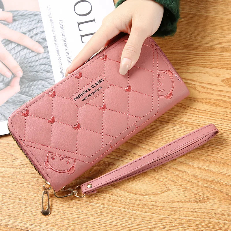 Cartoon Lady Wallet Zipper Purse Large Capacity Phone Bag