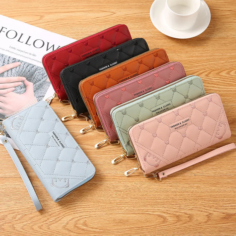 Cartoon Lady Wallet Zipper Purse Large Capacity Phone Bag