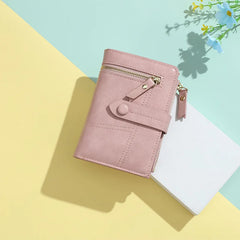 Women Short Wallet Coin Purse Credit Card Holder PU Leather Money Bag