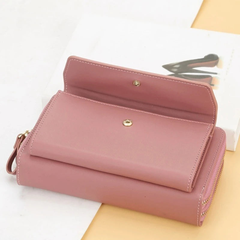 Women Wallet Double Zipper Female Shoulder Bag Top Cell Phone Pocket Bags