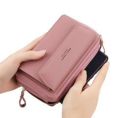 Women Wallet Double Zipper Female Shoulder Bag Top Cell Phone Pocket Bags